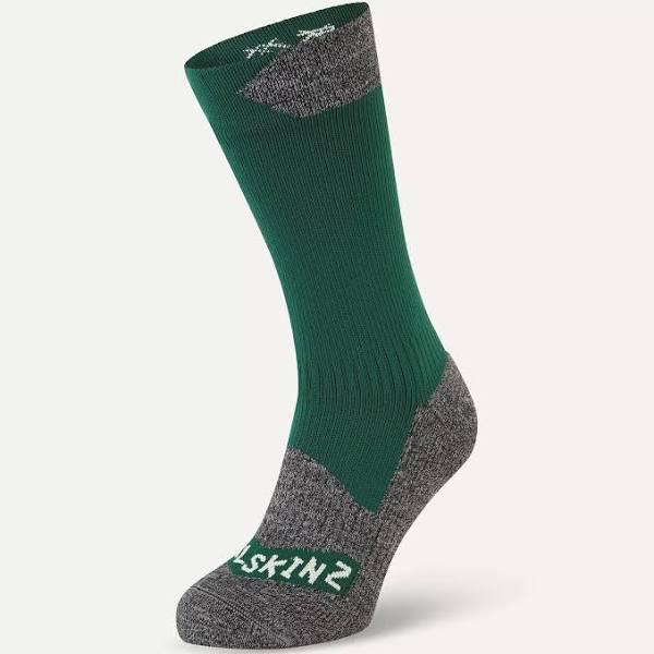 Sealskinz Waterproof All Weather Mid Length Sock ( Green / Grey Marl / S )