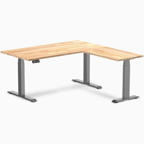 Desky Rubberwood L-Shape Sit Stand Desk