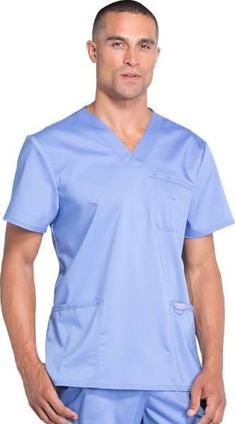 Cherokee Workwear Revolution Men's V-Neck Scrub Top - M - Ceil Blue