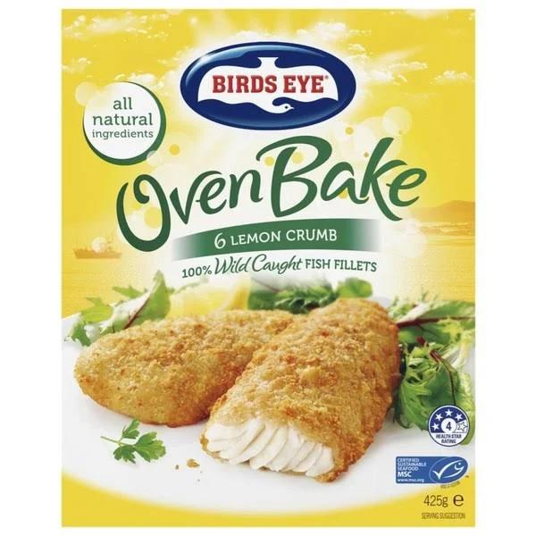 Birds Eye Frozen Fish Fillets With Lemon Crumb Oven Bake 6 Pack 425g