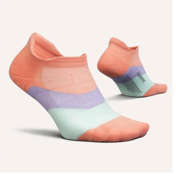 Feetures Elite Light Cushion No-Show Tab Socks Pop Off Peach / Small