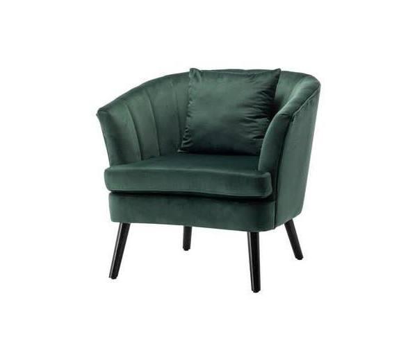 Dalya Velvet Accent Chair With Cushion - Dark Forest Green