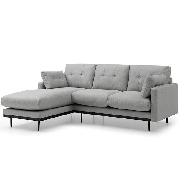 Havana 3 Seater Sofa with Left Chaise - Light Grey & Black