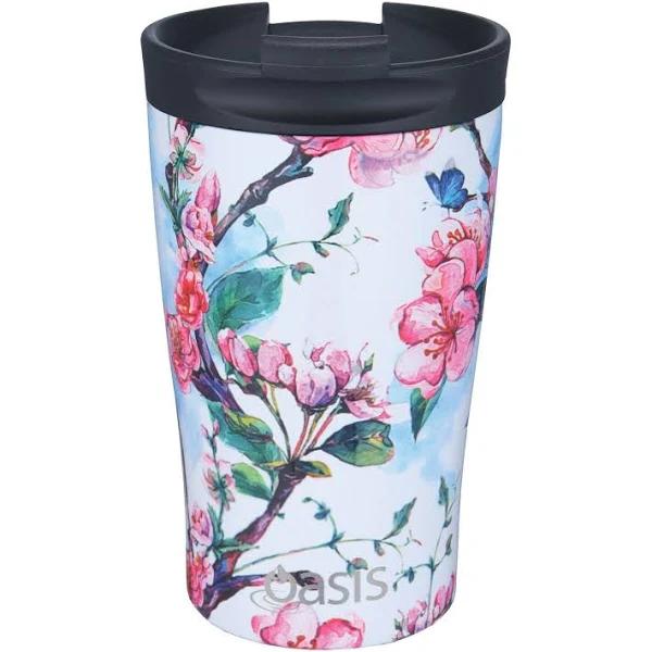 Oasis 350ml Stainless Steel Insulated Travel Cup Spring Blossom