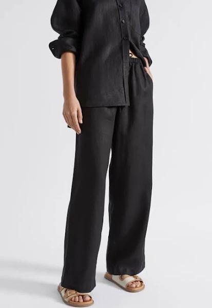 Seed Heritage Core Linen Wide Leg Tie Pant in Black 10