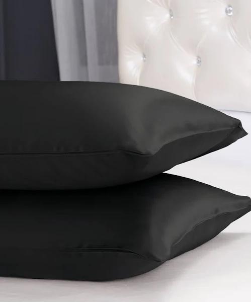 LILYSILK 100% 22 Momme Silk Pillow Cases Black AU Anti-wrinkle Lightweight and Breathable Single(51 x 66cm)