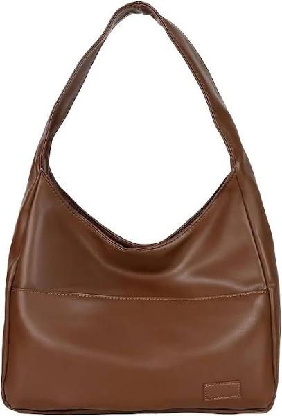 Morakot Hobo Bag Women Chic Vegan Leather Tote Bag Purse Stylish Casual Trendy Large Soft Shoulder Bag Brown