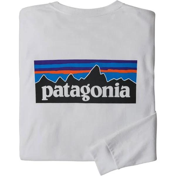 Patagonia Men's Long-sleeved P-6 Logo Responsibili-Tee - White / XS