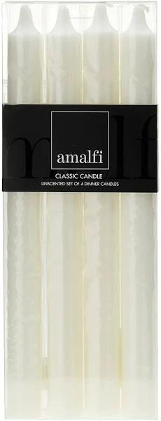 Amalfi Classic Dinner Candles Set 4 White 2.3x2.3x25cm