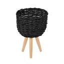 Cooper & Co. Small Natural Wicker Flower Basket Pot Planter Stand Black