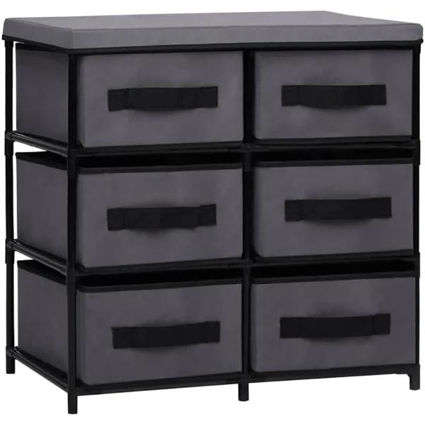 vidaXL Storage Cabinet with 6 Drawers 55x29x55 cm Grey Steel