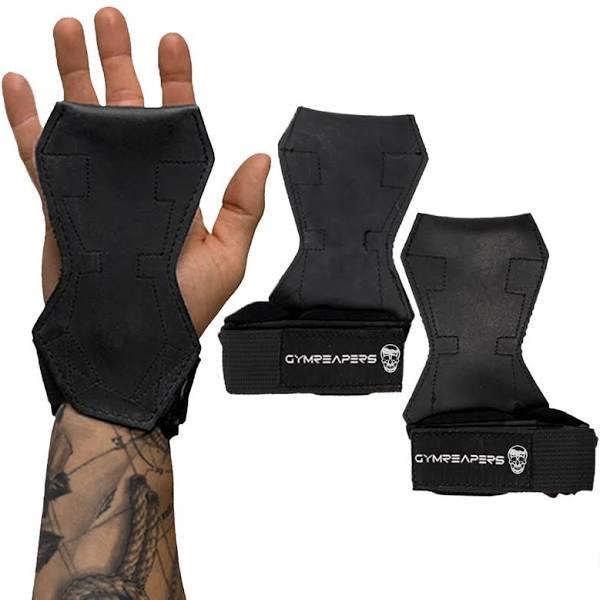 Gymreapers Weight Lifting Grips (Pair) For Heavy Powerlifting, Deadlifts, Rows, Pull Ups, With Neoprene Padded Wrist Wraps Support and Strong Rubber