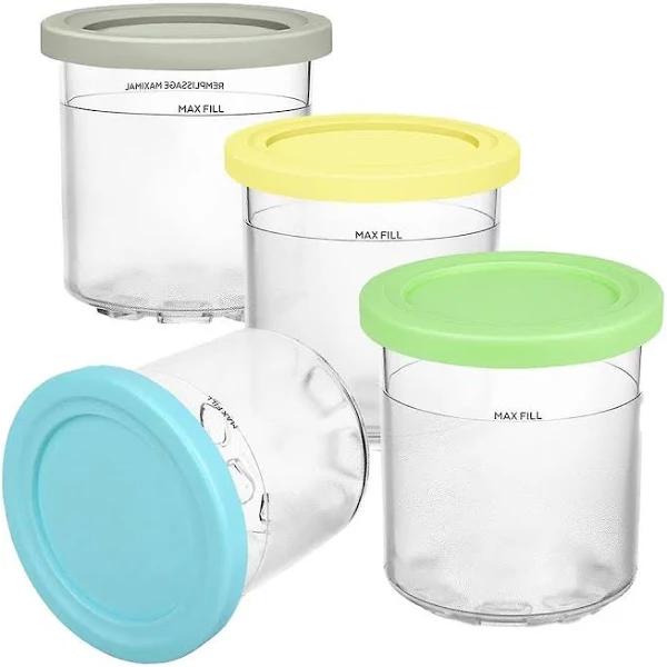 Ice Cream Pint Container With Lid Replacement For Ninja Creami, Compatible With Nc301 Nc300 Nc299am As Shown