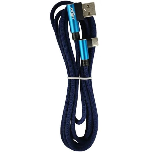 Type-C Double Elbow Cotton Linen Blue Charging Cable 2m