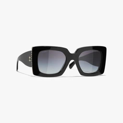 Chanel Square Sunglasses - Acetate and Glass Pearls, Black - Polarized - UV Protected - Women's Sunglasses - 5480H C622/S6