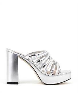 David Jones Edward Meller Testra115 Strappy Platform Slide in Silver, Size 35 EU