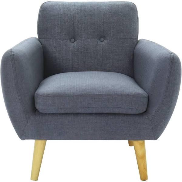 Dane Single Seater Fabric Upholstered Sofa Armchair Lounge Couch - Dark Grey