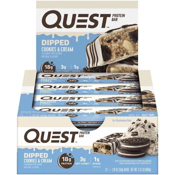 Quest Nutrition Quest Protein Bar Dipped Cookies & Cream 12 Bars