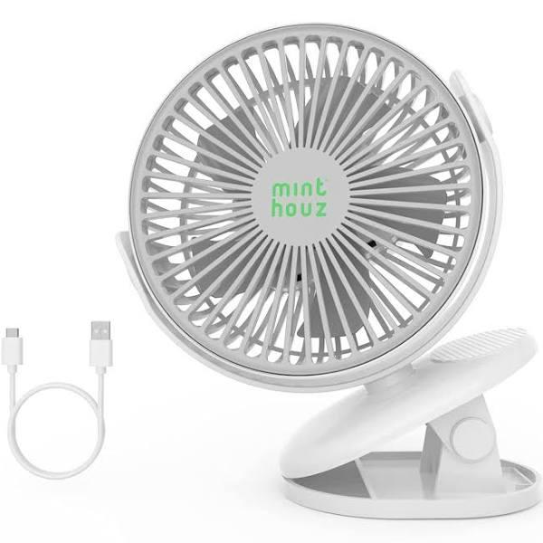 Minthouz Clip On Fan, 4000mah Portable Fan Rechargeable Battery Operated Fan, Upgraded Quieter & Stronger Wind Personal Fan, 4 Speeds Desk Fan With