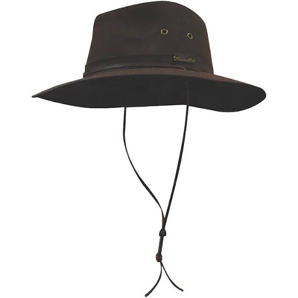 Thomas Cook Mens Wide Brim Oilskin Hat - Dark Brown-S