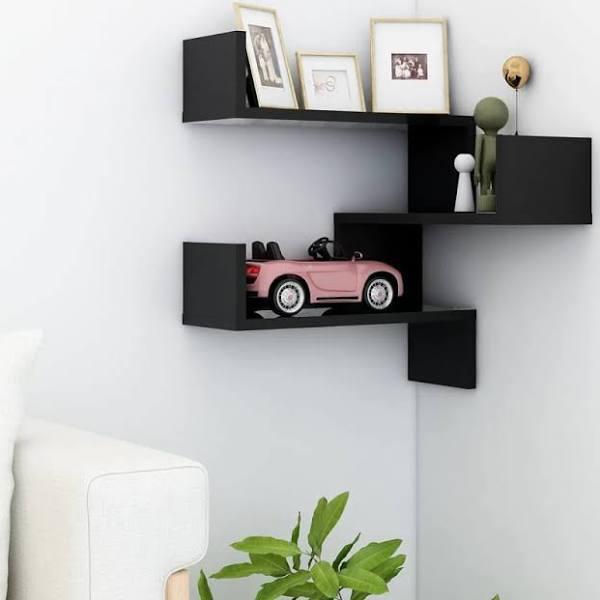 Wall Corner Shelf High Gloss Black 40x40x50 cm Chipboard