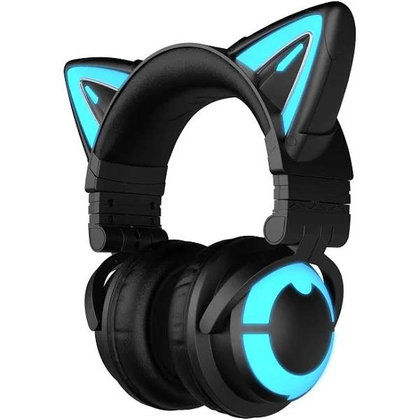 YOWU RGB Cat Ear Headphone 3S Wireless Bluetooth 5.0 Foldable Gaming 3S-Black