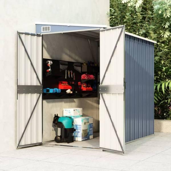 NNEVL Wall-mounted Garden Shed Grey 118x194x178 cm Galvanised Steel