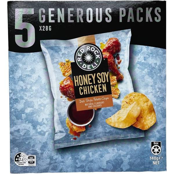 Red Rock Deli Potato Chips Honey Soy Chicken Multipack 5 Pack