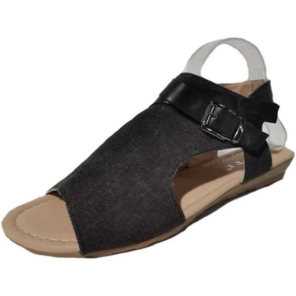 Lookbook Women's Wedge Sandal Summer Casual Wear Open Toe Buckle Sandals-Black - 41 - AfterPay & zipPay Available