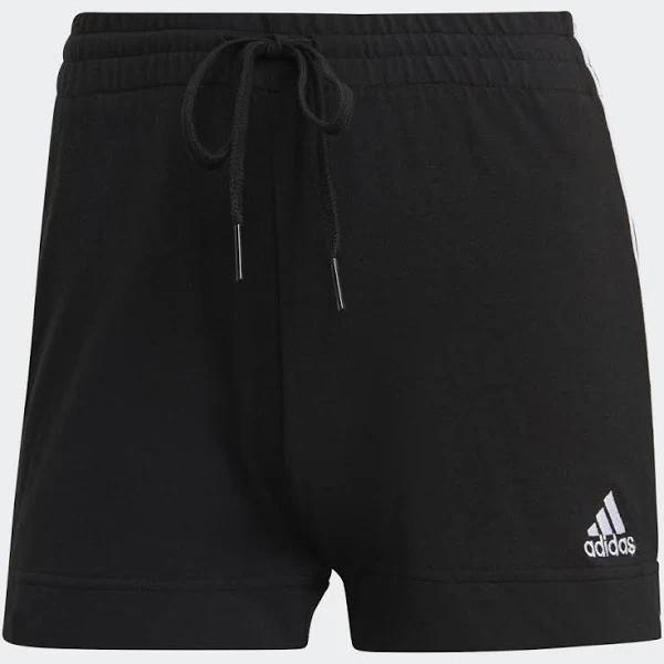 adidas-Essentials Slim 3-Stripes Shorts-Women-Black / White-2XL