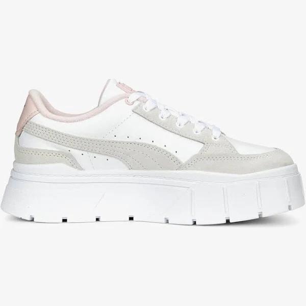 Puma Mayze Stack Sneakers in White & Pink