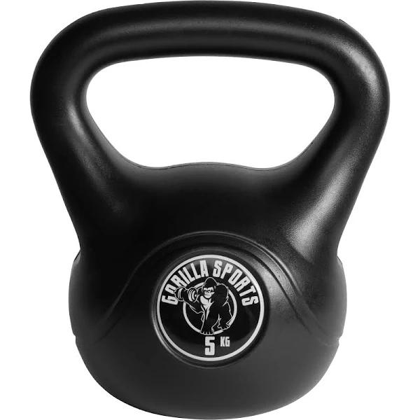 Gorilla Sports Vinyl Kettlebell - Black, 5kg