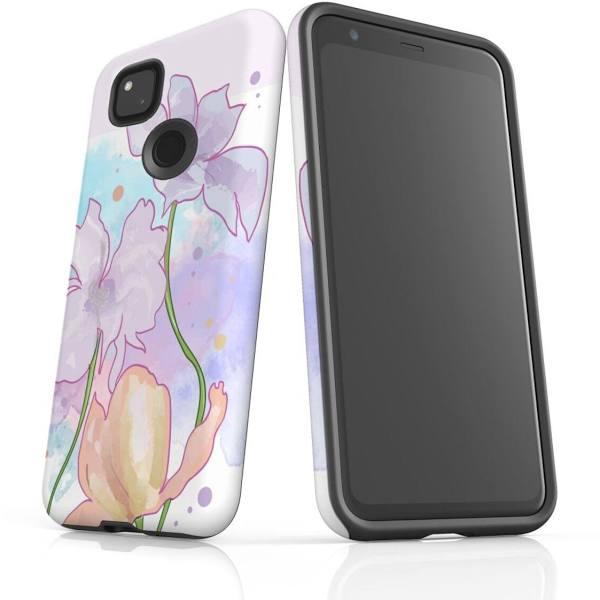 For Google Pixel 4A Case Armour Protective Cover Watercolor Floral