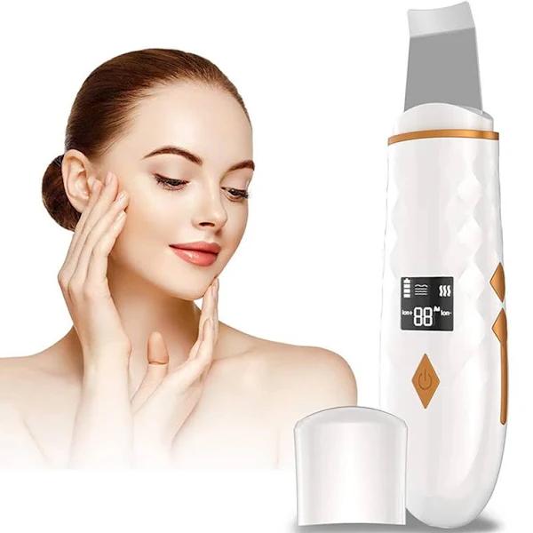 COREXPOWER Skin Scrubber Face Spatula, LCD Screen Pore Scraper Pore Cleaner Blackhead Removal Ultrasonic Pore Extractor - 4 Modes Skin Scrubber Face