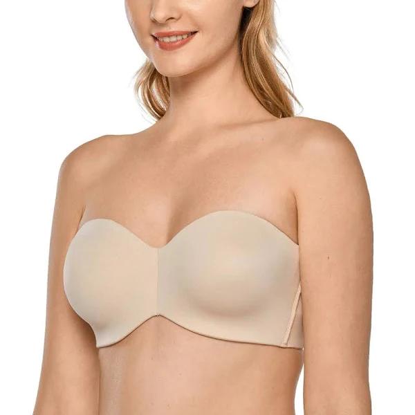 DELIMIRA Women's Non-Padded Underwire Minimizer Support Strapless Bra