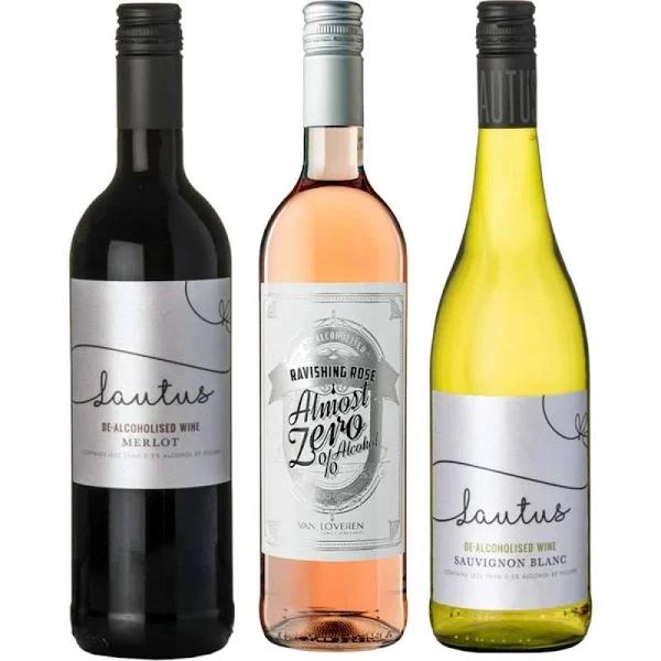 Gift Pack Trio Almost Zero & Lautus wines, Merlot, Ravishing Rosé and Savvy White Sauvignon Blanc 0% Wine 750ml