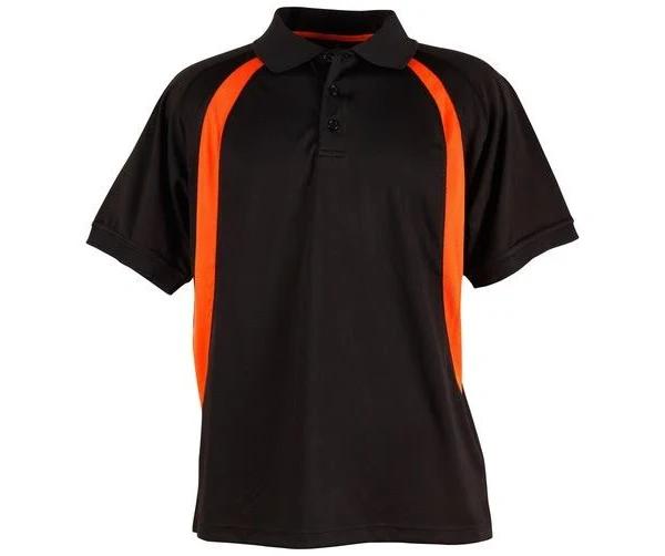 Thunder | Mens CoolDry Mesh Contrast Polo Shirts Black+Orange M