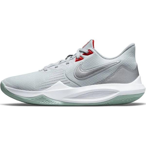 Nike Unisex Precision V Basketball Shoes (Pure Platinum/Metalic silver-wolf Grey-Chile Red-Light Dew-White, 9)