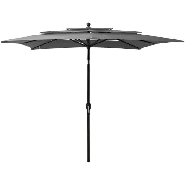 vidaXL - 3-Tier Parasol With Aluminium Pole - Anthracite - 2.5x2.5 M