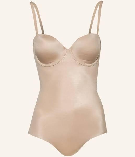 Spanx Suit Your Fancy Strapless Cupped Panty Bodysuit Champagne Beige