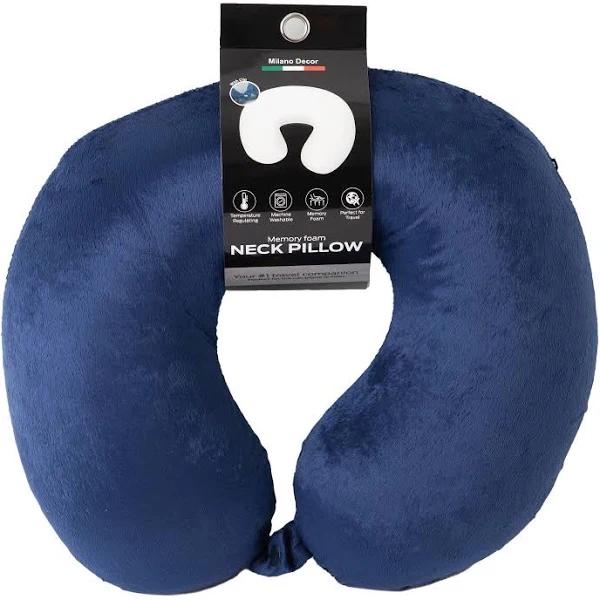 Milano Decor Memory Foam Travel Neck Pillow With Clip Cushion Support Soft Blue