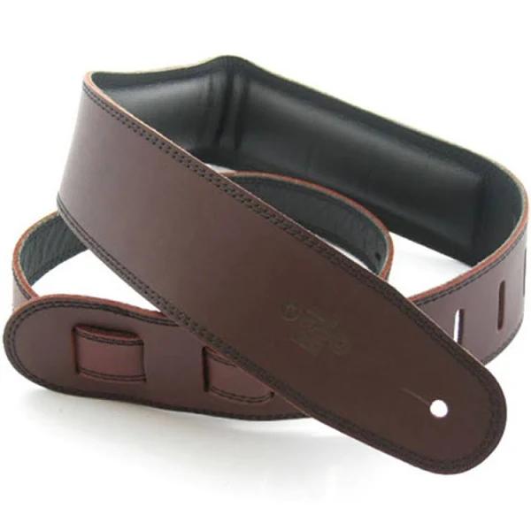 DSL 2.5" Padded Garment Saddle Brown/Black Guitar Strap