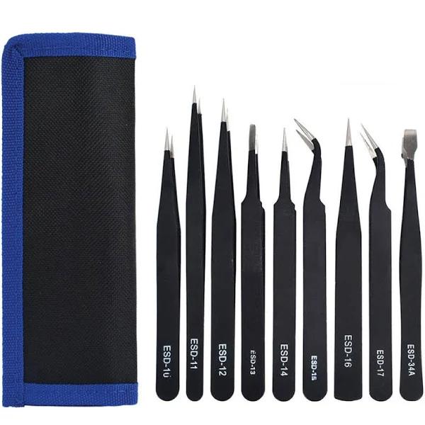 Ickysticky 9 Piece Precision Tweezer Set With Bag