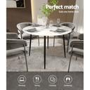 Artiss Dining Table Round Wooden With Marble Effect Metal Legs 110cm White