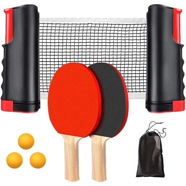 Instant Table Tennis Kit Ping Pong Set Retractable Net Rack + 2 Bats + 3 Balls by SimplyWholesale.com.au