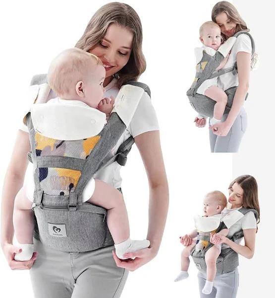 Bellababy Baby Carrier, Multifunction Baby Carrier Hip Seat (Ergonomic M Position) For 3-36 Month Baby, 6-in-1 Ways To Carry, All Seasons,