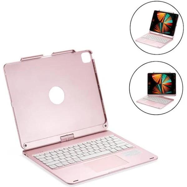 Ymall iPad Wireless 360 Rotatable Keyboard Case with 7 Color Backlit and touchpad-Rose Gold - iPad Pro 12.9(2021/2018/2020) - AfterPay & zipPay