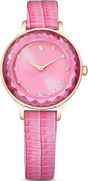 Swarovski Octea Nova Watch, Swiss Made, Leather Strap, Pink, Rose Gold-Tone Finish