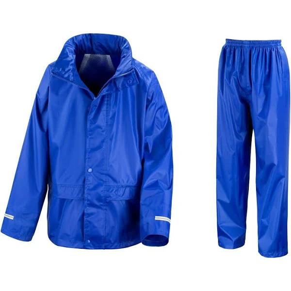 Result Core Childrens/Kids Unisex Junior Rain Suit Jacket and Trousers Set Royal 9-10 Polyester Childrens Jacket