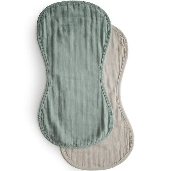 Mushie Organic Burp Cloth 2 Pack - Roman Green/Fog